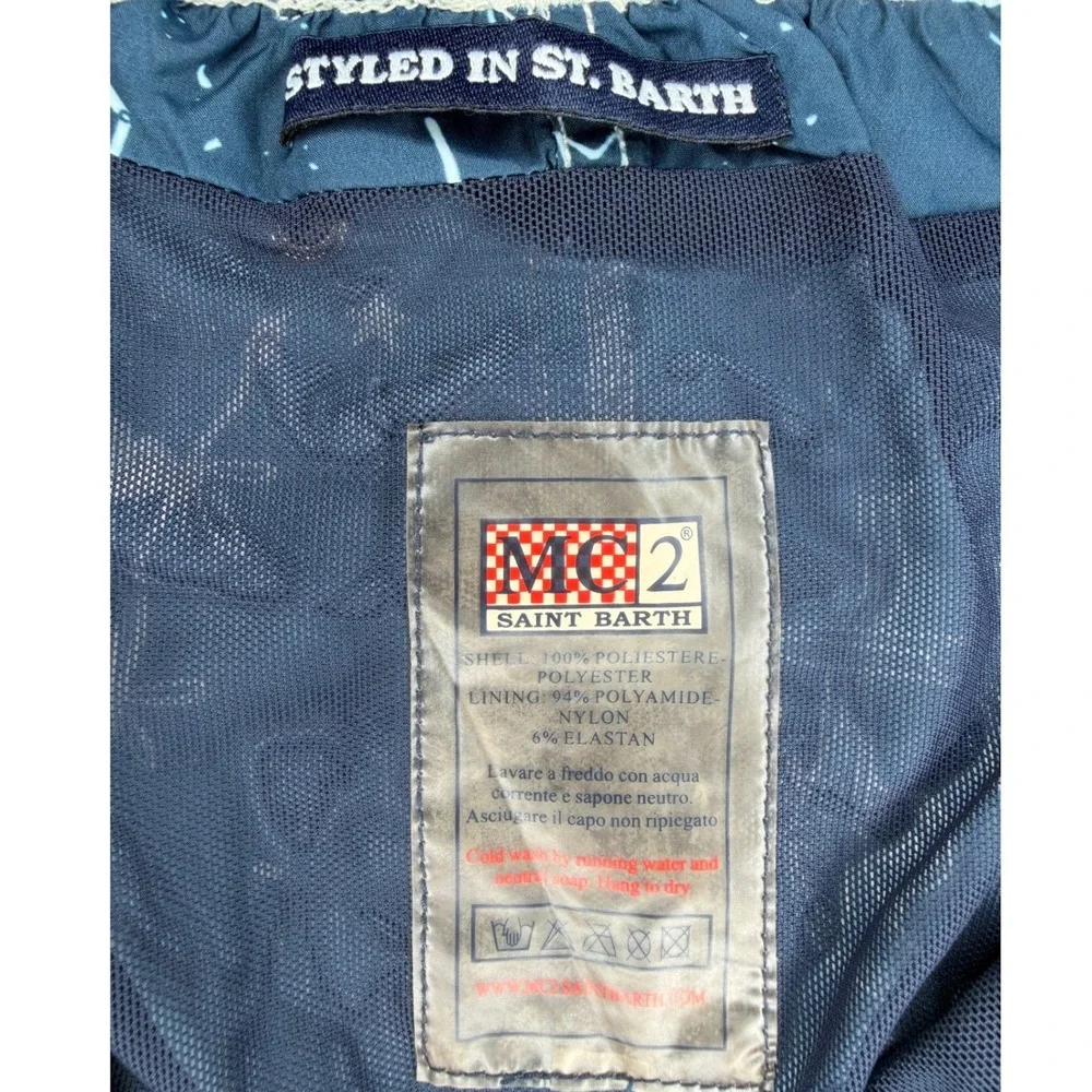 MC2 Saint Barth Mens Navy Pirate Print Swim Trunks Size S Nautical Beach Shorts